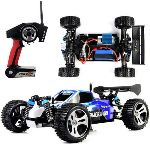 Thumbnail: 2017 Wltoys A959 2.4G 1/18 Vortex 4WD Electric RC Car Off-Road Buggy RTR BLUE