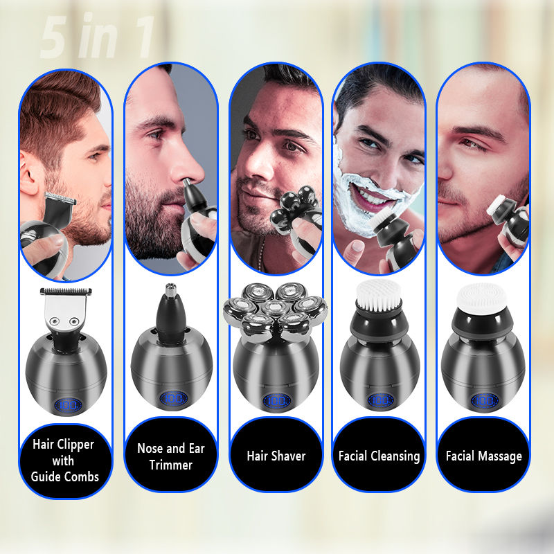 Thumbnail: Men Grooming Kit Wet Dry Electric Shaver Beard Hair Trimmer Electric Razor Recha