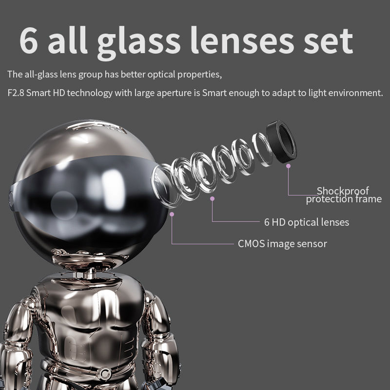 Thumbnail: 2MP 1080P   Wireless WIFI Robot  IP Camera AI Humanoid Auto Tracking  Motion Det