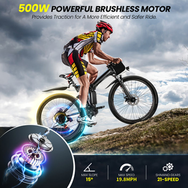 Thumbnail: 26" Folding Electric Bike for Adults, with 500W Motor,48V 20MPH Removable Batter