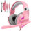 Thumbnail: Pink K2 Gaming Headphone With HD Mic PS5 Wired Headset For Gamer Girls 3D Surrou