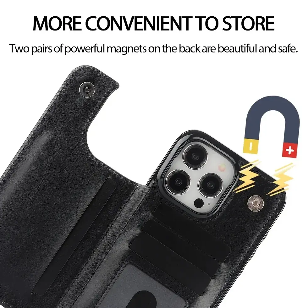 Thumbnail: Wallet Flip Phone Case For iPhone 16 15 Pro Max 14 11 13 12 Mini XR 7 8 Plus SE 