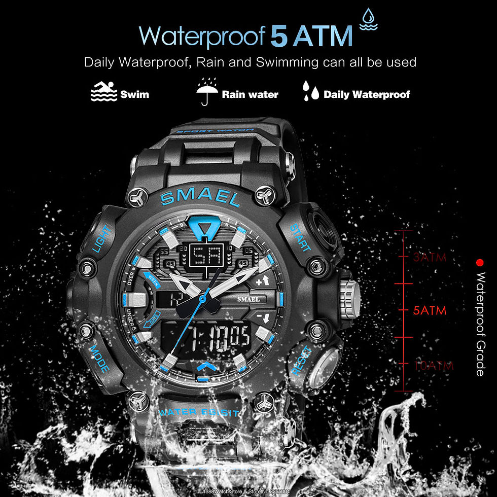 Thumbnail: SMAEL Dual Time LED Digital Watch for Men 50m Waterproof Chronograph Quartz Watc