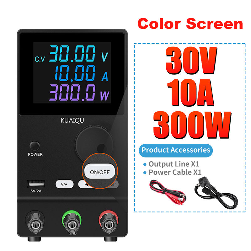 Thumbnail: KUAIQU 30V 10A DC Power Supply Adjustable Digit Display Mini Laboratory Power Su