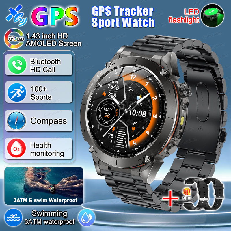 Thumbnail: Smart Watch AGPS Men Smart Watch DIgital Military Sport Electronic Bluetooth 