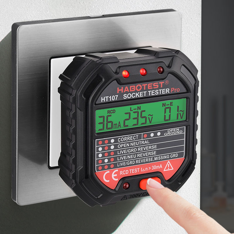 Thumbnail: Habotest HT107 Socket Tester Pro Voltage Test RCD 30mA Socket Detector UK 
