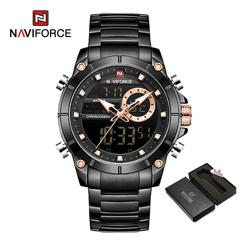 Thumbnail: NAVIFORCE 9163 Luxury Original Sport Wrist Watch For Men Quartz Steel Waterproof