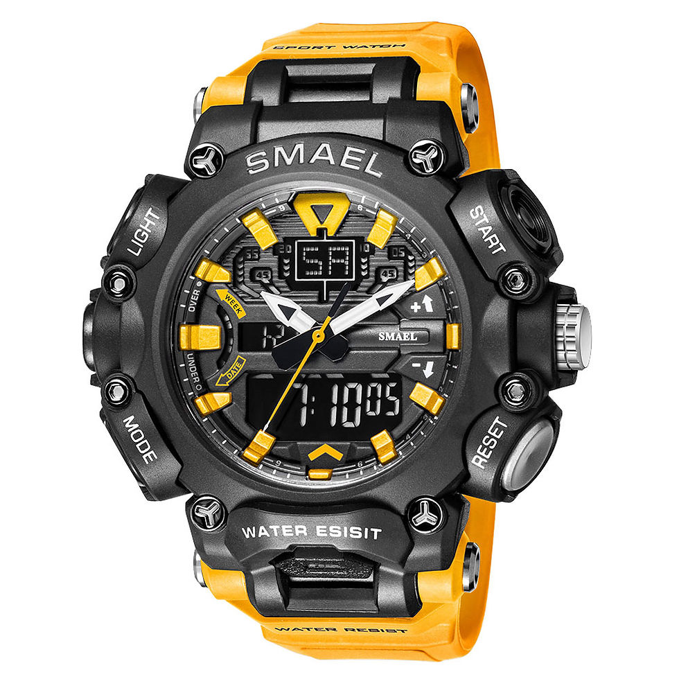 Thumbnail: SMAEL Dual Time LED Digital Watch for Men 50m Waterproof Chronograph Quartz Watc