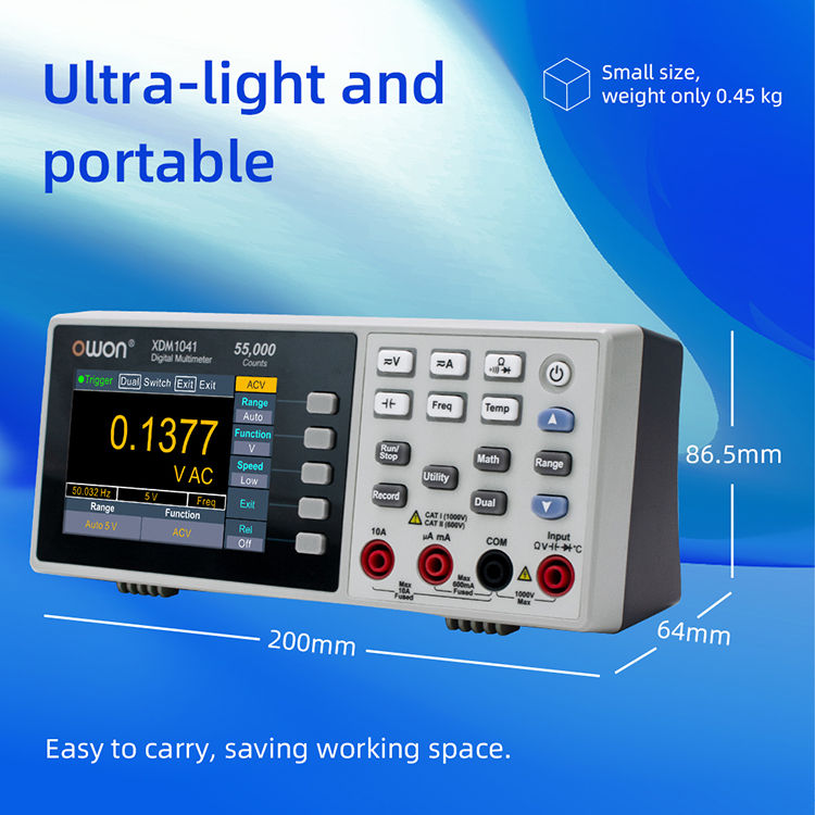Thumbnail: OWON XDM1041 XDM1241 4 1/2 Digital Multimeter Portable Bench True RMS DC/AC 