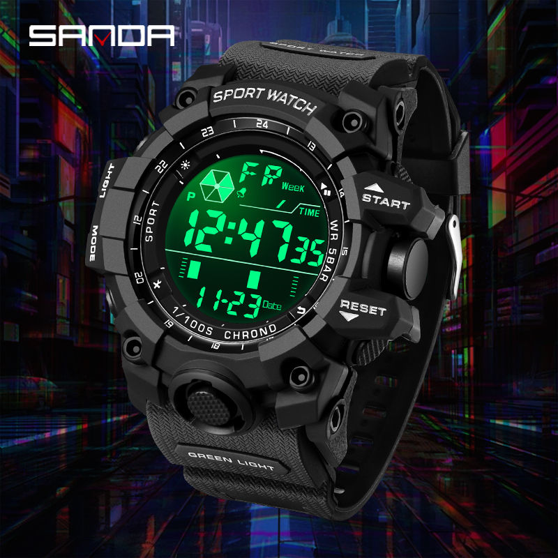 Thumbnail: Men Watch SANDA Outdoor Sports  Waterproof LED Analog Digital Show Multifunction