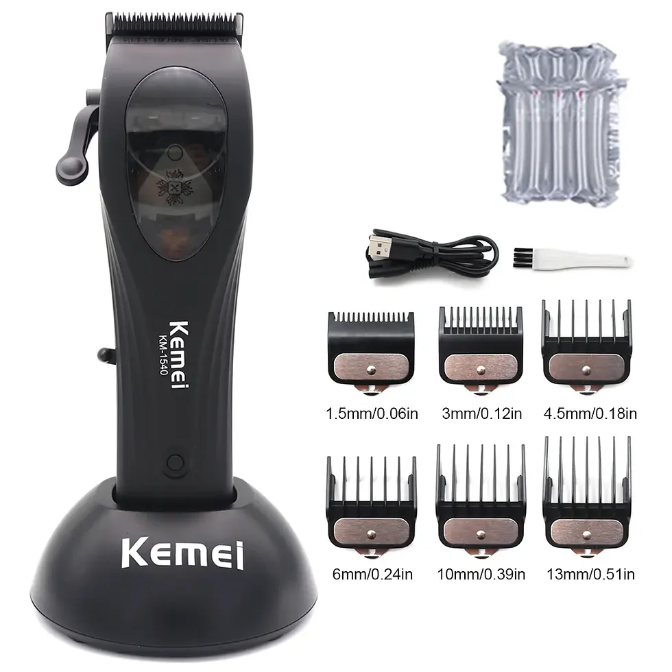 Thumbnail: Kemei KM-1540 Men's Hair Clipper 9000 RPM Magnetic Motor with Base Charger USBPr