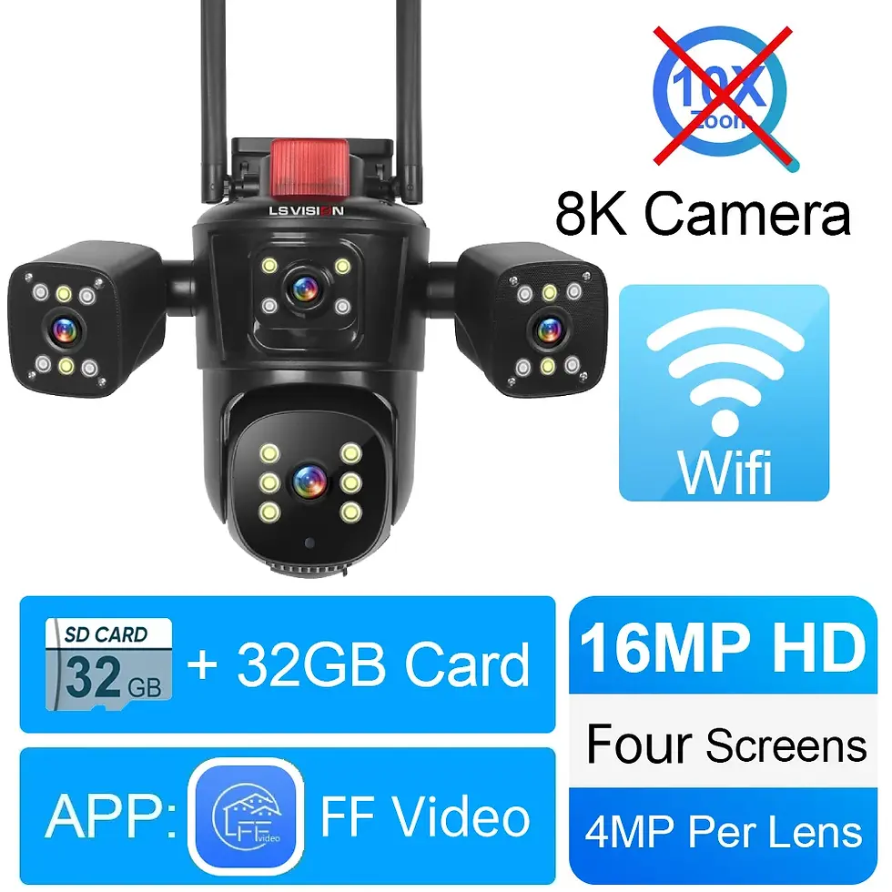 Thumbnail: LSVISION 10K 10XZoom PTZ WIFI Camera Four Screens Surveillance cctv IP Camera Ou