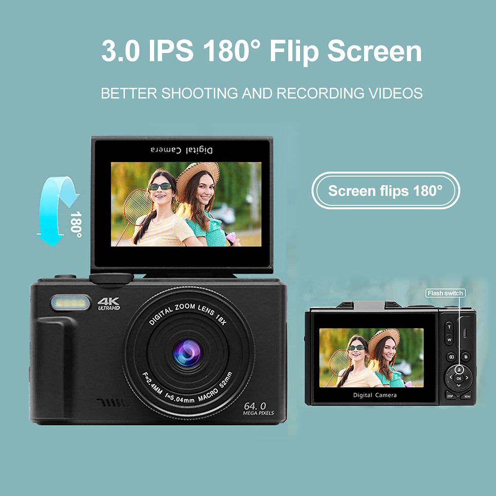 Thumbnail: Digital Camera 4K 48MP 3.0 Inch Rotatable Screen 18X Digital Zoom WiFi Video Cam