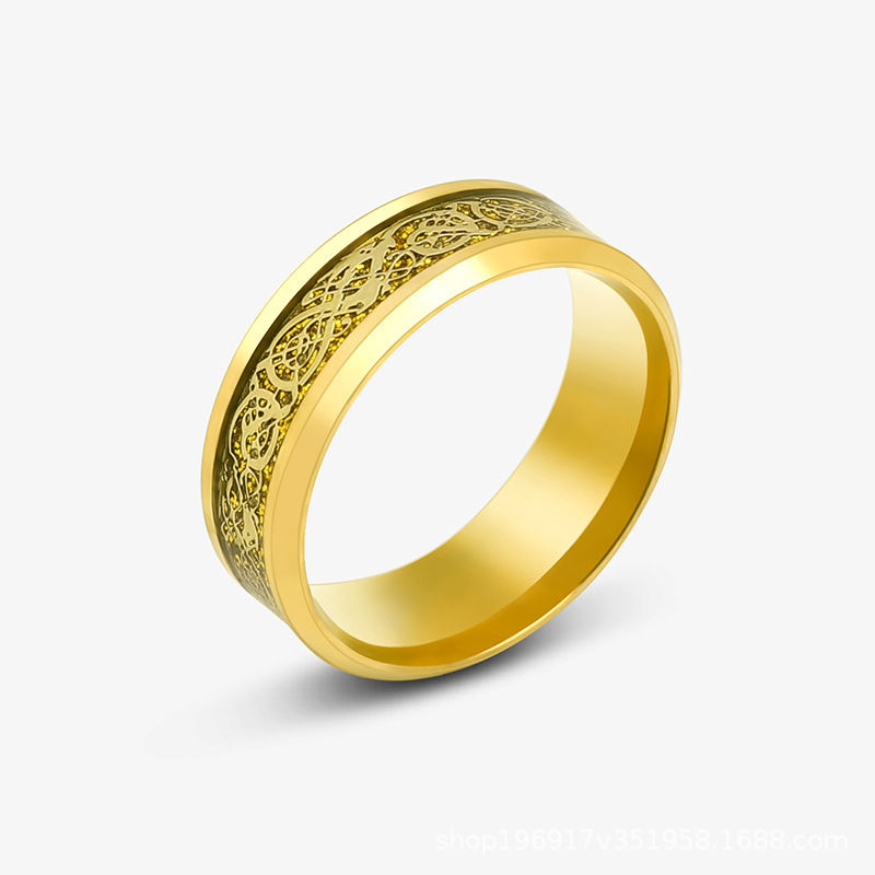 Thumbnail: Punk Viking Dragon Black Tungsten Wedding Ring Set For Men Stainless Steel Inlai