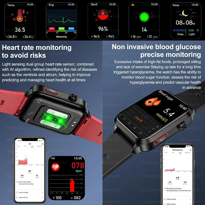 Thumbnail: 2025 New Health Smart Watch Men Blood Sugar Blood Pressure Fitness Sport Watches
