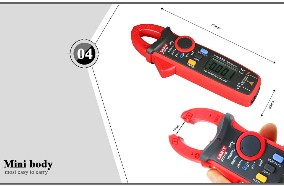 Thumbnail: UNI-T UT210E Mini Digital Clamp Meter AC DC Current Pliers Ammeter Voltmeter 