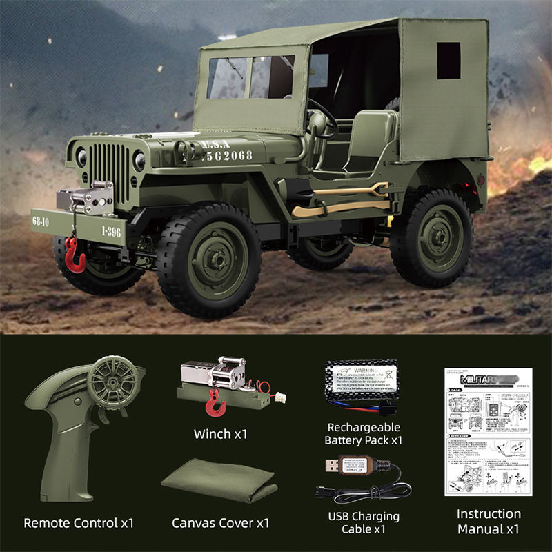 Thumbnail: JJRC C8815 parts Rc Car 1941 JEEP WILLYS 2.4g 4wd RTR Crawler Climbing Scale Mil