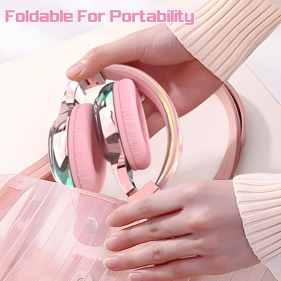 Thumbnail: Glossy Gradient Pink Bluetooth5.3 Headphone For Girl Wireless Headphone with Mic