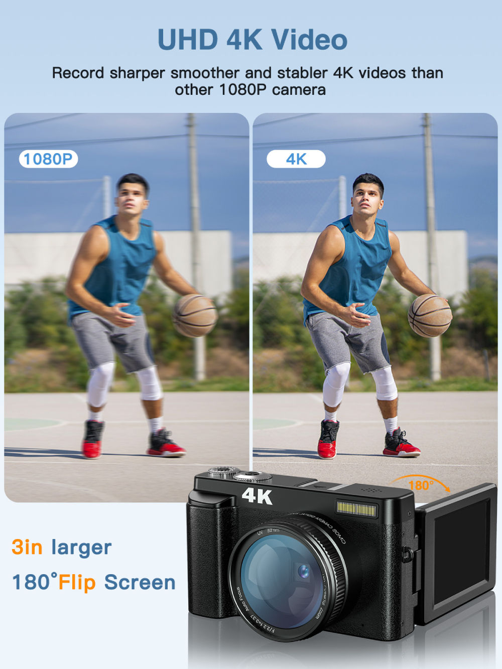 4K Digital Camera for Photography and Video Autofocus Anti-Shake 48MP Compact Vl