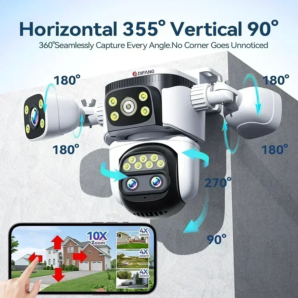 Thumbnail: 10K Home Security WiFi Camera Four Len Four Screen 360° 10X Zoom CCTV 20MP Wire