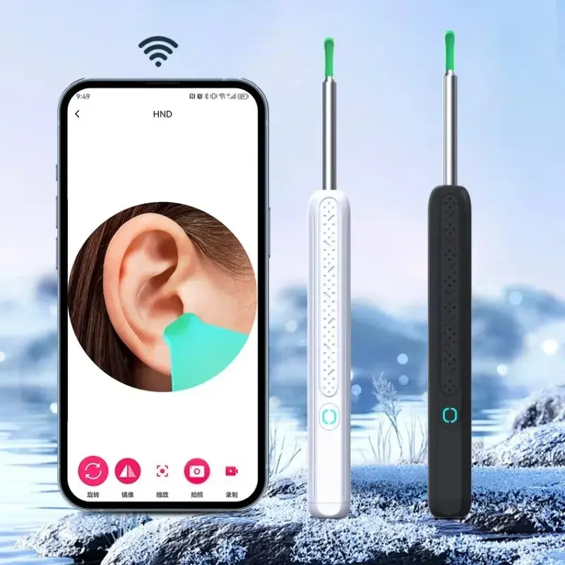 Wireless WiFi Ear Pick Otoscope Camera Borescope Luminous Ear Wax Cleaning Teeth