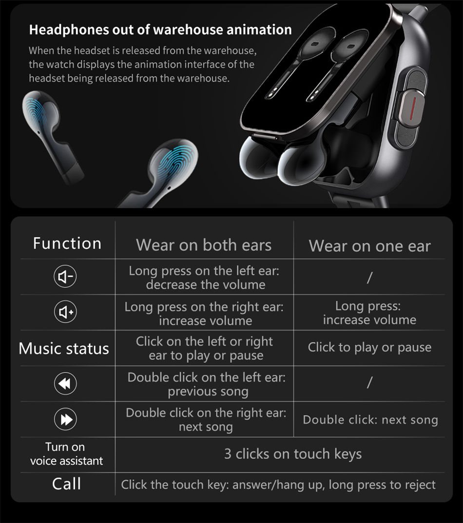 Thumbnail:  Smart Watch 2 in 1 With Earphone Smartwatch Bluetooth Call Men Watch GPS Track 