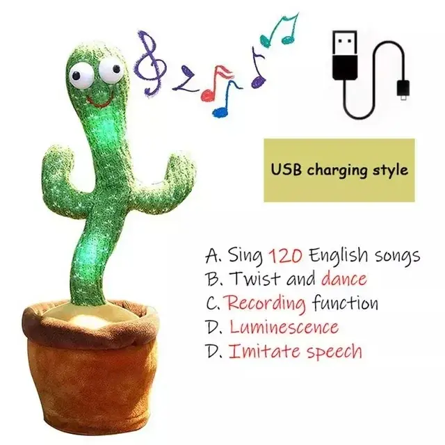 Thumbnail: A Talking Cactus Toy That Can Be Charged, Recorded, and Repeated. Suitable for S