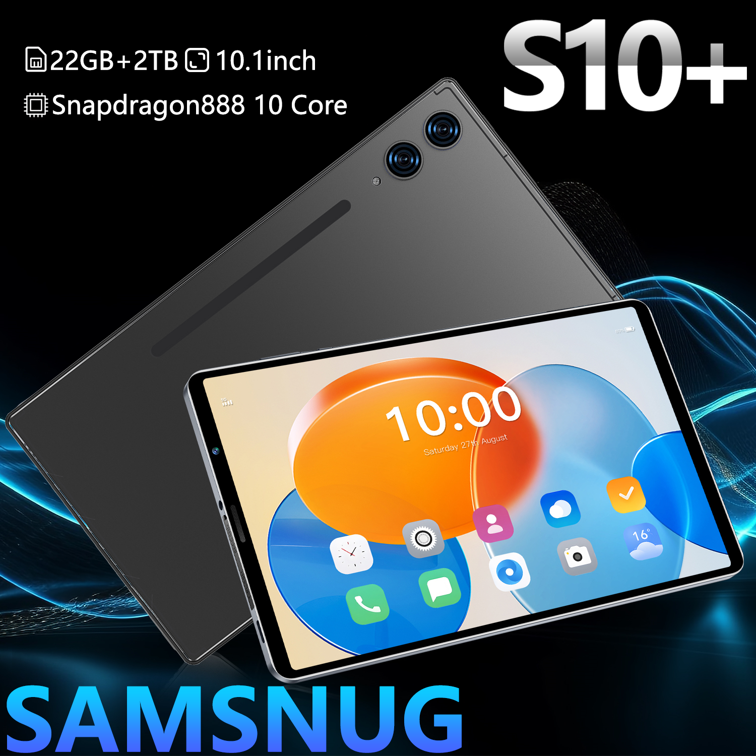 Tablet Samsnug S10+ Android 15 22GB+2TB 10.1inch Tablette 5G Dual SIM Card