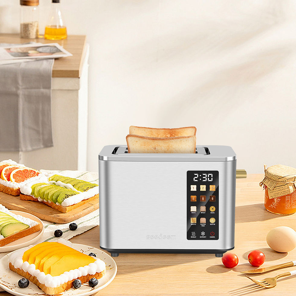 Thumbnail: 2 Slice-Toaster,Touch Control LCD Screen,6 Shade Setting & Bread Selection,Remov