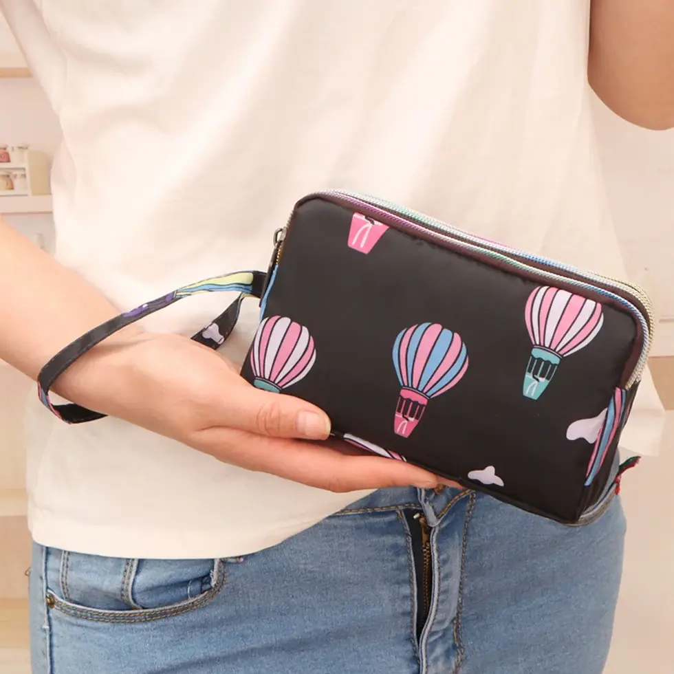 Thumbnail: Luxury Women Floral Long Wallet Nylon Multi Zipper Purse Credit Card Holder Mone