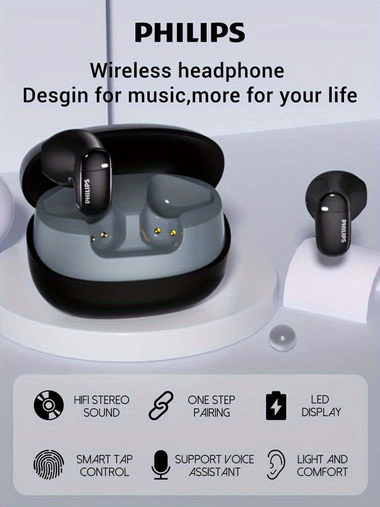 Thumbnail:  Philips Wireless Earbuds with Microphone, Stereo In-Ear Headphones 