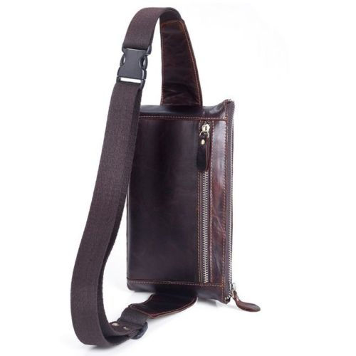 Thumbnail: Oil Wax Leather Men Military Sling Chest Travel Hiking Messenger Shoulder Bag