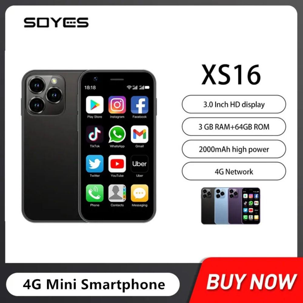 SOYES XS16 Mini 4G LTE Smartphones 3Inch HD Quad Core 3GB+64GB Dual SIM