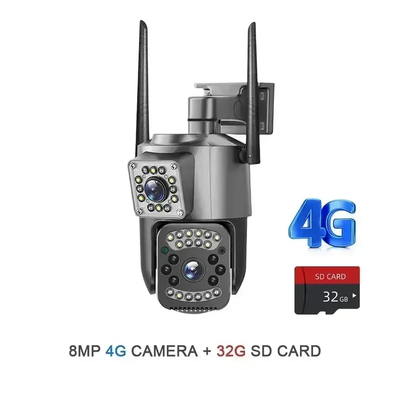 Thumbnail: Dual Lens 4G IP Camera 8MP WiFi Camera Wireless Full Color Night Vision 8X Digit