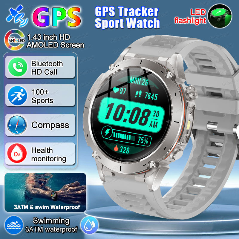 Thumbnail: Smart Watch AGPS Men Smart Watch DIgital Military Sport Electronic Bluetooth 