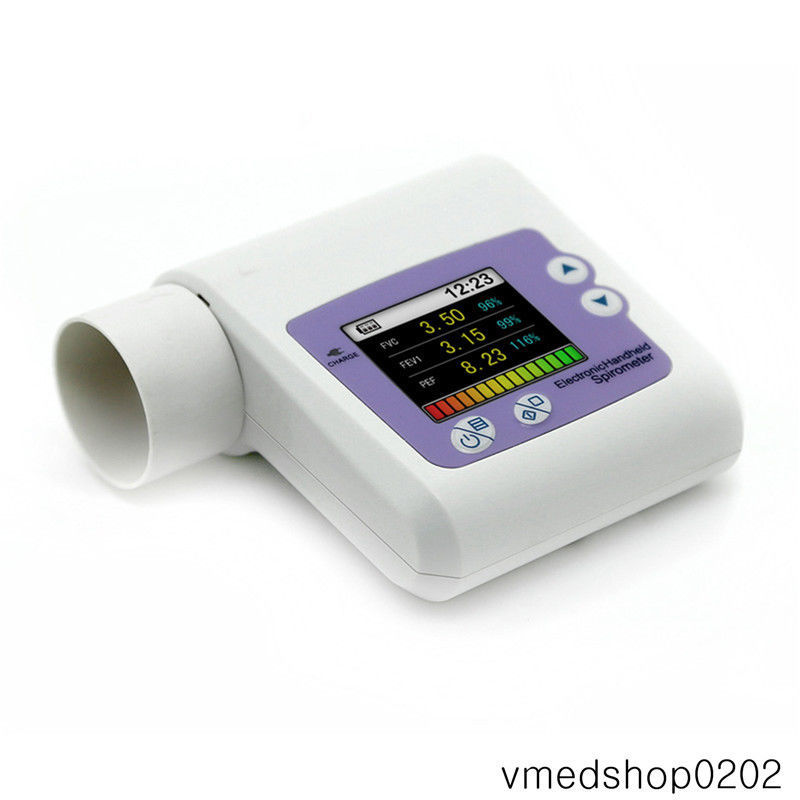 Thumbnail: CE SP10 Lung Volume Pulmonary Function Digital Spirometer VC FEV1 PEF Spirometry
