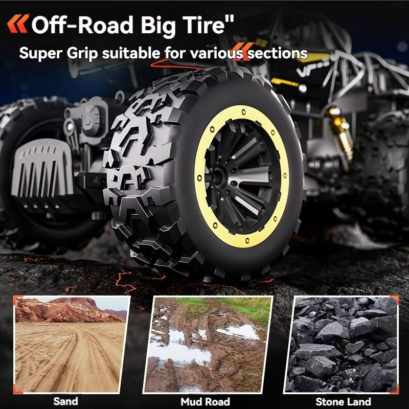 Thumbnail: New 6WD Oversize Remote Control Car With Led Lights Spray 2.4G Radio RC Cars Off