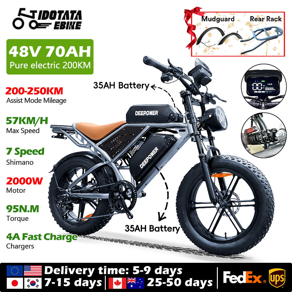 Thumbnail: IDOTATA-S7 Electric Bike for Adults, Dual Battery, 48V, 70Ah, 20inch, 4.0 Fat Ti