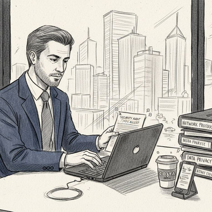 IT manager reviews security audit checklist