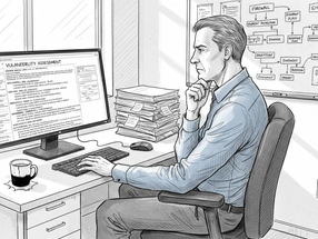 Security manager reviewing vulnerability scan report