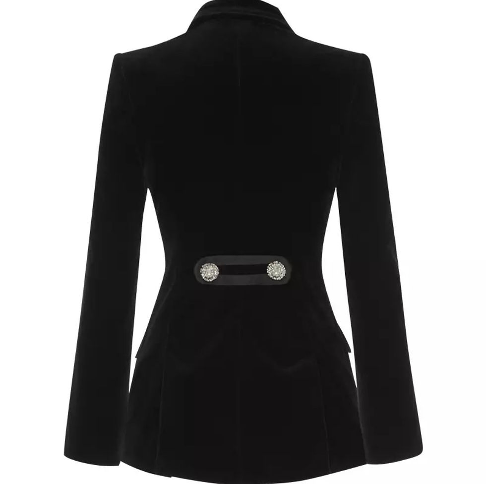 Thumbnail: Diamond Buttons Black Velvet Blazer 
