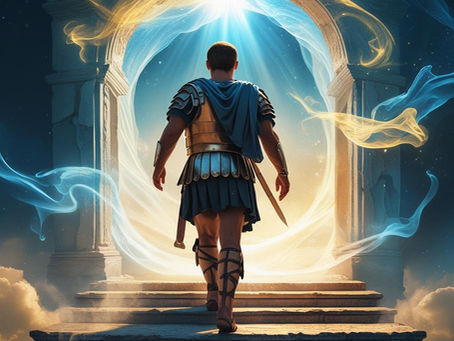 Ein toter Römischer Soldat geht durch ein Portal ins Licht