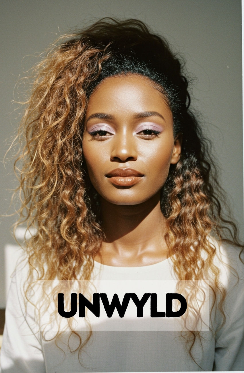 A fashion-forward Black woman rocking a fierce ginger and blonde ombre half up hairstyle.