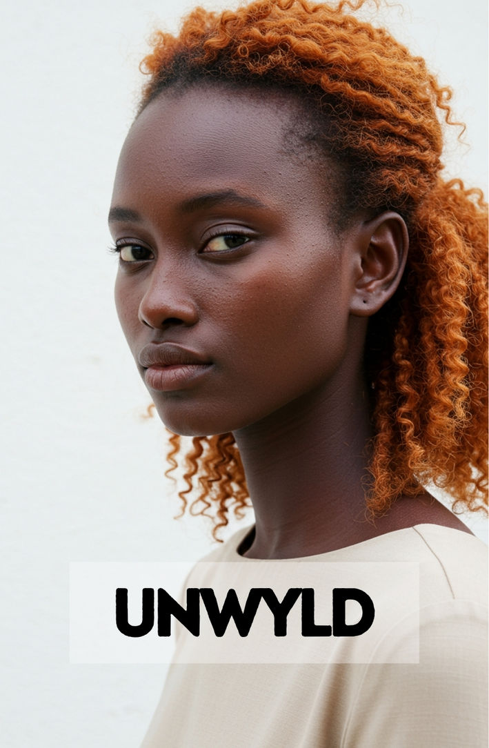 A woman with dark natural hair featuring warm, vibrant copper highlights.