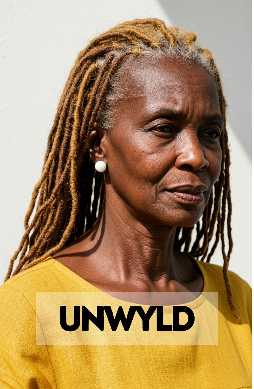 A woman with beautiful and trendy blonde butterfly locs, showing off the unique distressed texture.