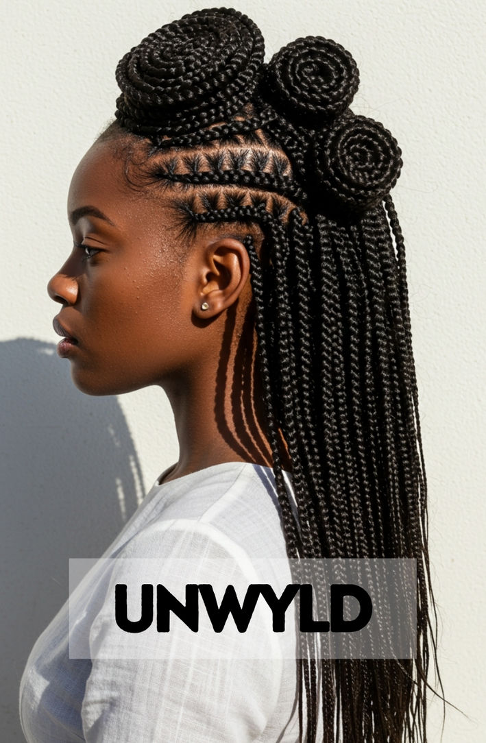 A close-up on the scalp showing the perfectly clean, parallel "stitch" lines of a modern cornrow braid.