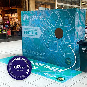Recycling station made from recycled textiles! ♻️To celebrate Reclaim’s Recycling Week in
