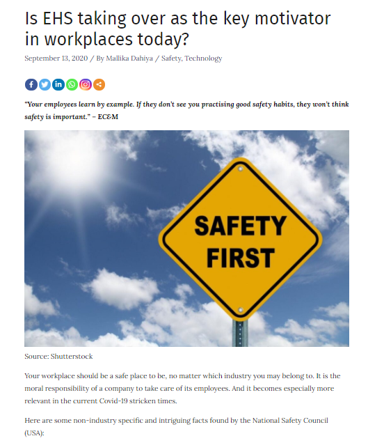 Is EHS taking over as the key motivator in workplaces today?