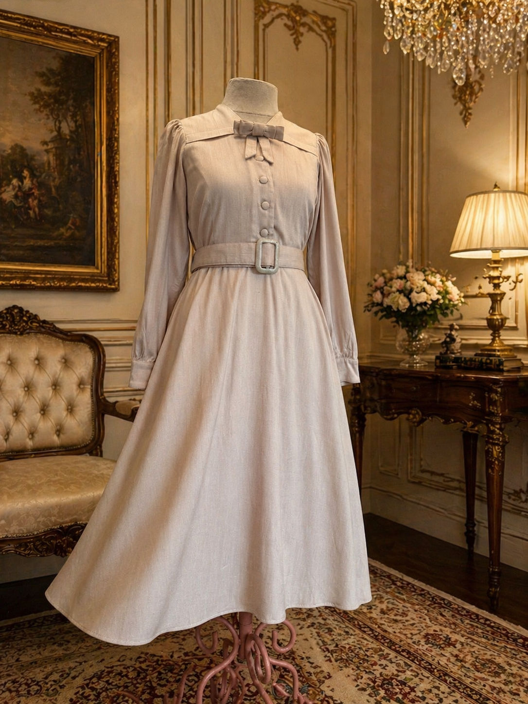 Vestido Mater Boni Consilii - Bege Areia