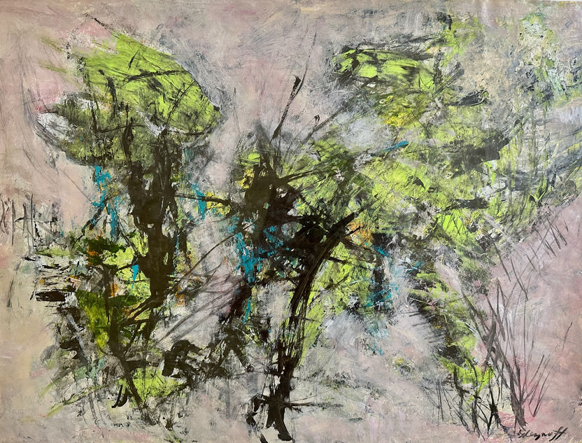 Trees Let Loose (Mixed media on paper, 24" x 18")